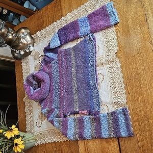 Free People My Girl Fluffy Striped Turtleneck Cropped Sweater